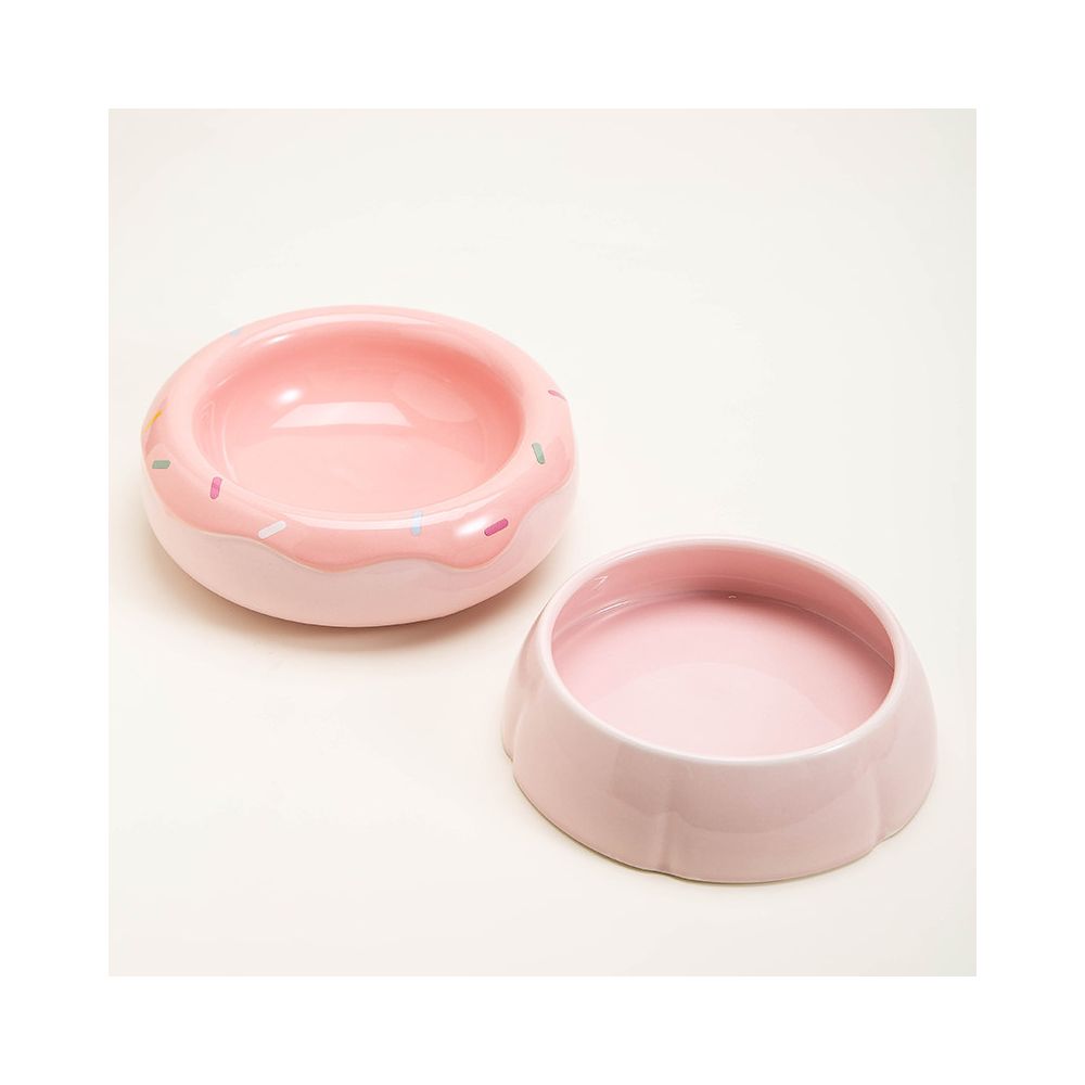 Petdebby macaron donuts pet ceramic bowls cat bowls dog bowls food bowls water bowls dry wet separation neck protection image 4