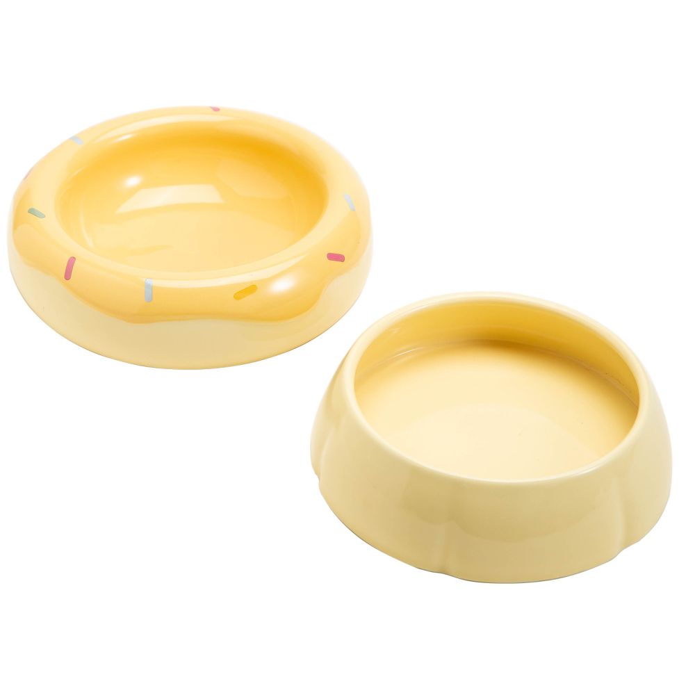 Petdebby macaron donuts pet ceramic bowls cat bowls dog bowls food bowls water bowls dry wet separation neck protection image 5